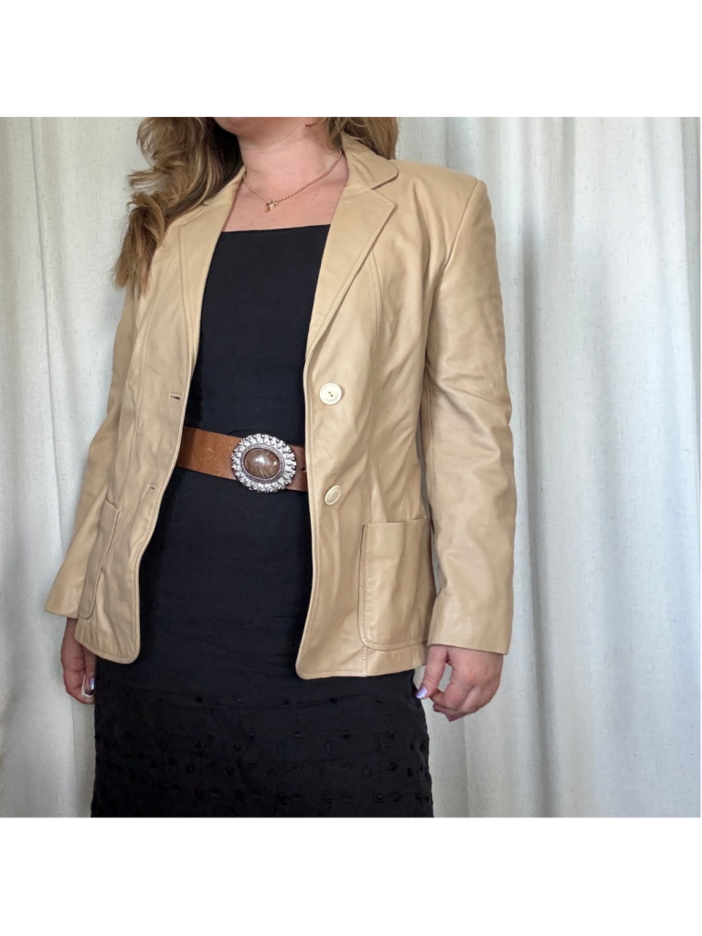Citi by Yansi Fugel Tan Vintage Leather Jacket w/ Super soft leather • Size: S